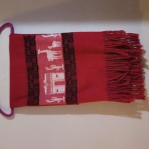Dark Red Alpaca Travel Scarf Made in Peru